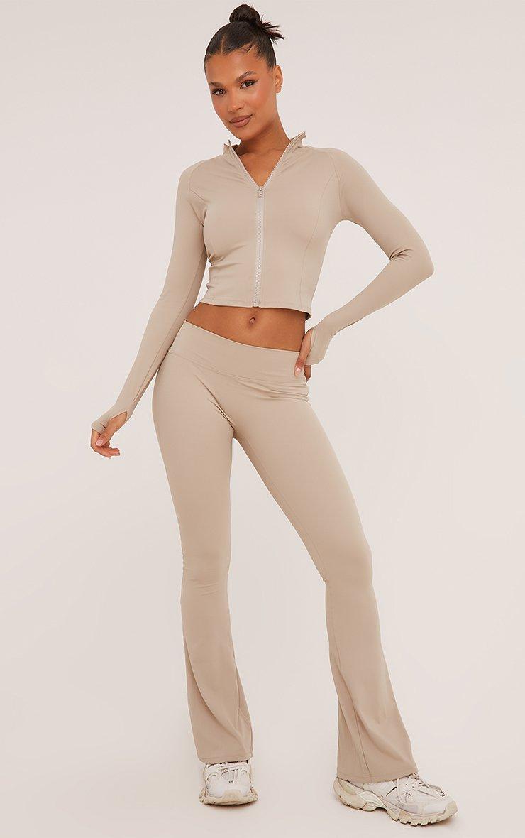 Zip Front Super Stretch Cropped Jacket In Taupe | EGO CA | EGO
