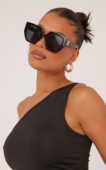 Square Shaped Side Detail Sunglasses In Black | EGO Shoes Square Shaped Side Detail Sunglasses In Black | EGO Shoes