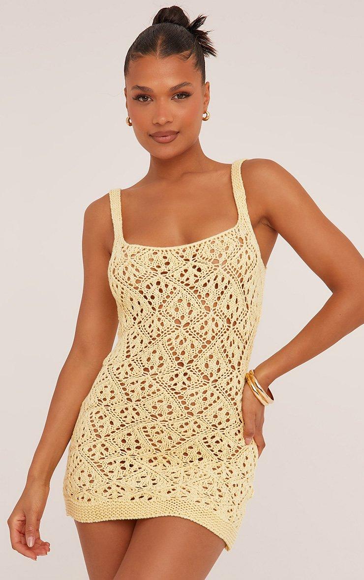 white christmas dresses CROCHET MINI DRESS main image 0