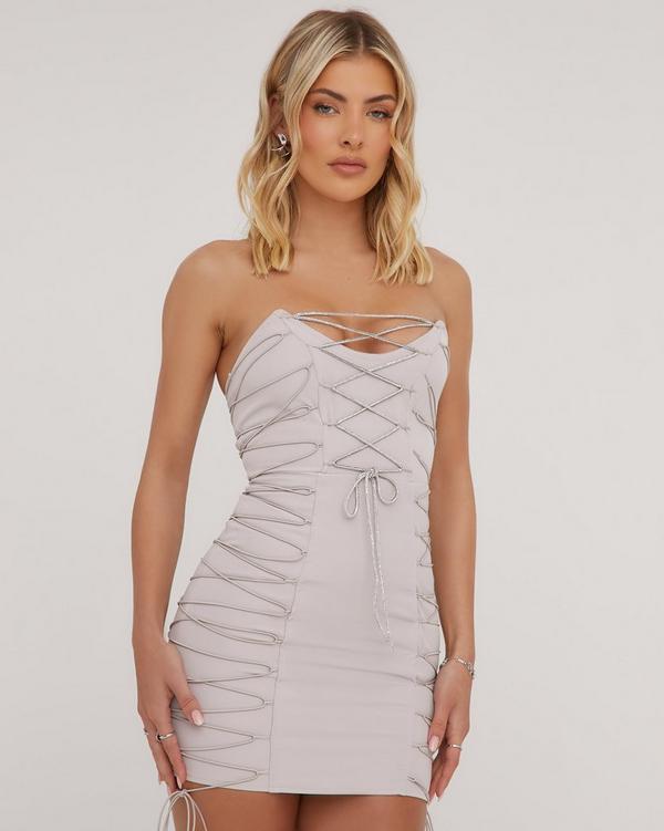 White lace hotsell up bodycon dress