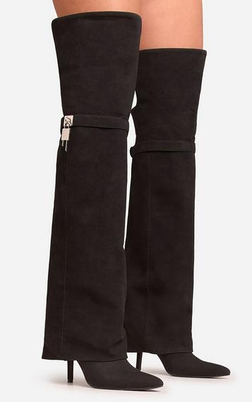 Ivy Chunky Sole Kne High Long Chelsea Biker Boot In Black Ivy Chunky Sole Kne High Long Chelsea Biker Boot In Black