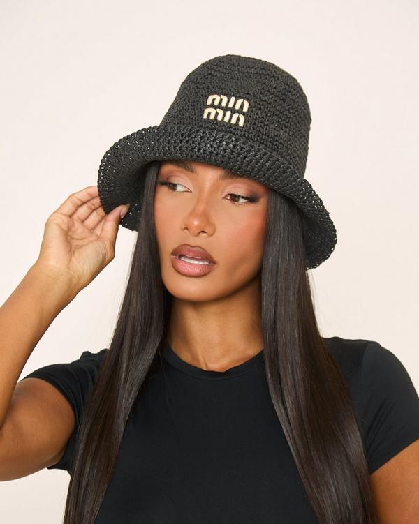 Min Min Detail Bucket Hat In Black Woven