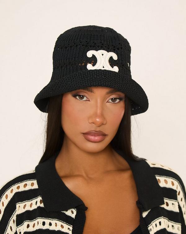 Logo Detail Bucket Hat In Black Woven