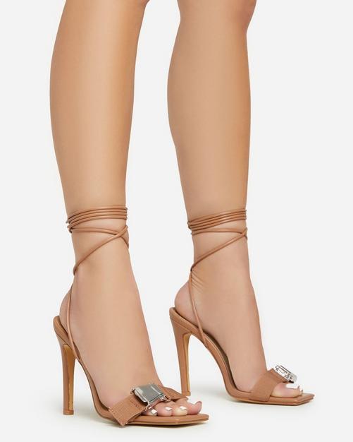 On A New Level Wrap Up Heels - Brown