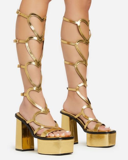 Metallic deals gold heels