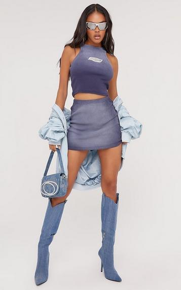 High Waist Zip Front Detail Motocross Print Mini Bodycon High Waist Zip Front Detail Motocross Print Mini Bodycon