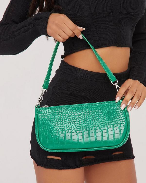 Croc print outlet shoulder bag