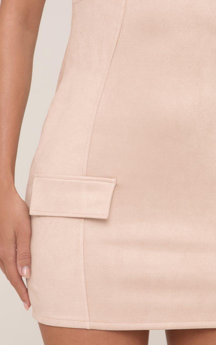 Short Sleeve High Neck Tailored Mini Dress In Light Pink Faux Suede | EGO  EU | EGO
