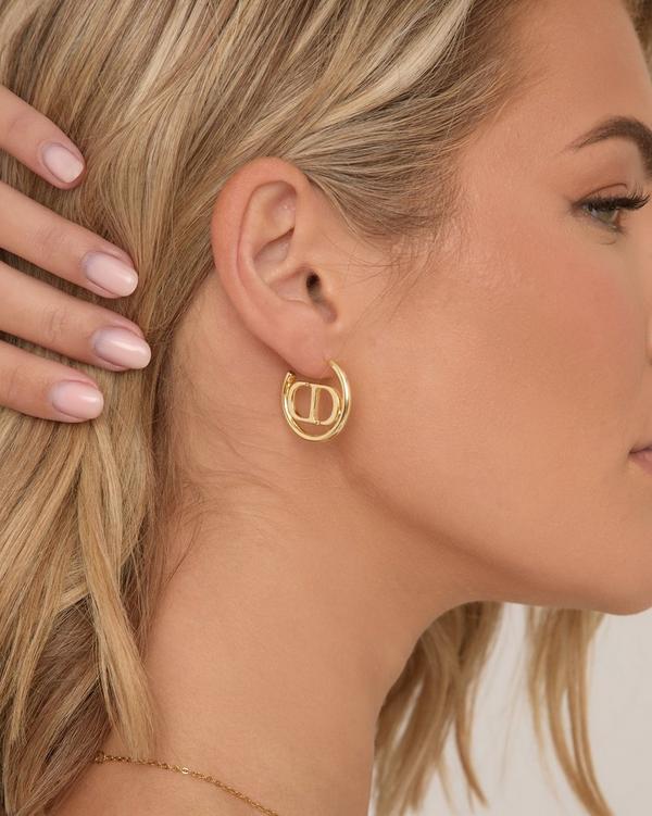 Logo Detail Hoop Earrings In Gold