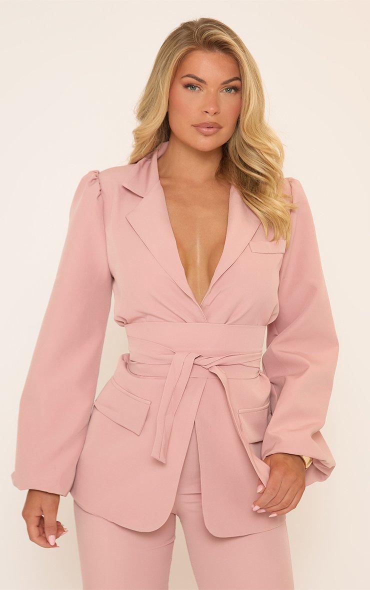 Long Sleeve Belted Blazer In Pink | EGO Shoes Long Sleeve Belted Blazer In Pink | EGO Shoes
