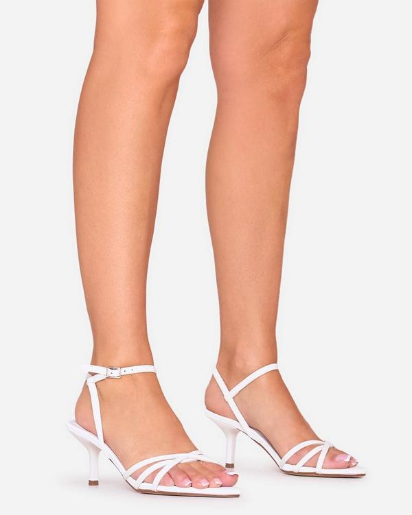 Finn Strappy Detail Pointed Toe Heel In White Patent