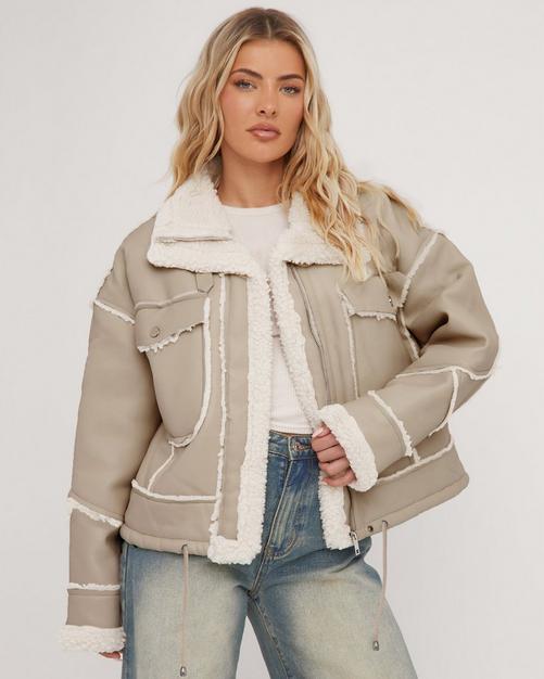 Cream aviator outlet coat