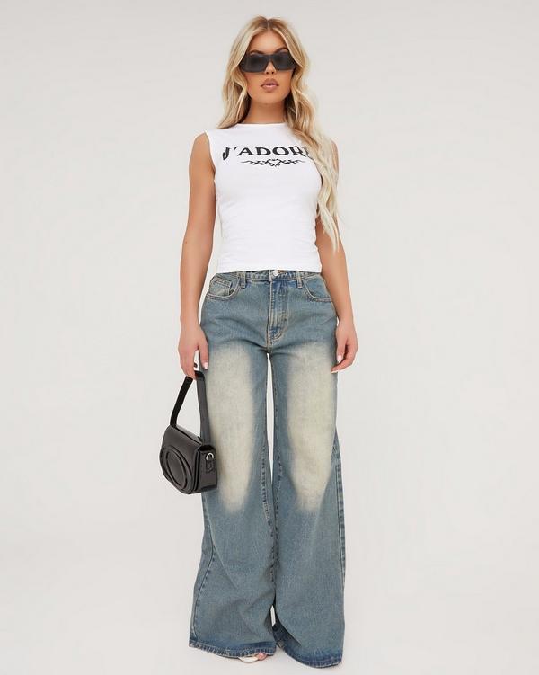 Low Rise Wide Leg 90S Denim Jeans In Blue