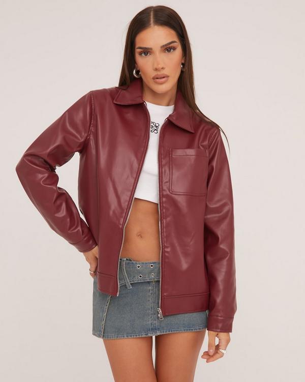 Leather trucker jacket womens deals