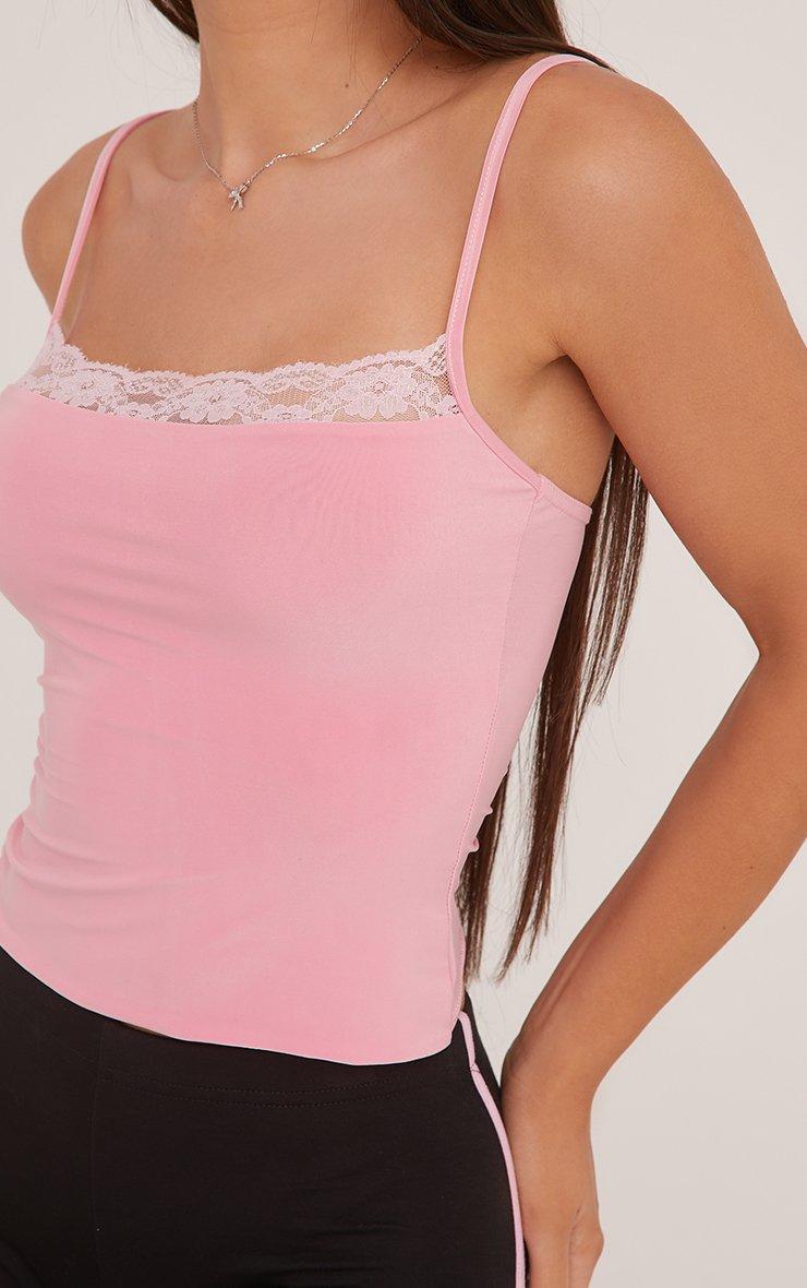 Strappy Lace Trim Cami Top In Pink Slinky | EGO US | EGO