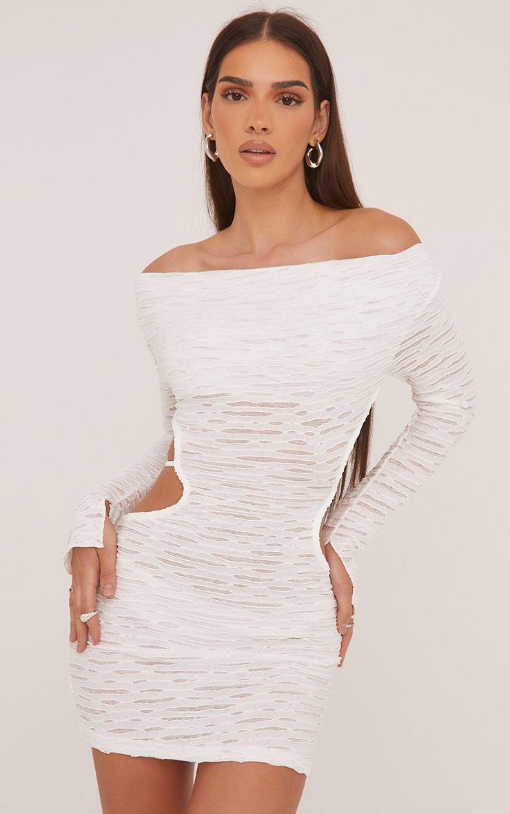 strapless open back dress Shona Joy Dresses | Shona Joy M- La Lune Lon Sleeve Backless Mini Dress | Color: White | Size: 6 main image 1
