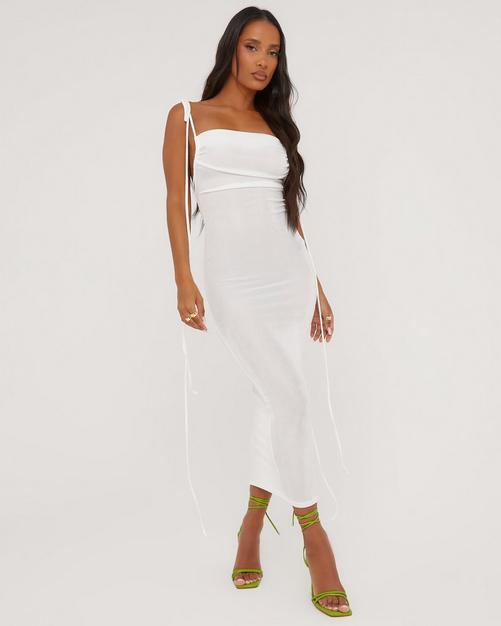 Deep Down Sleeveless Hooded Maxi Dress - White, Fashion Nova, Dresses