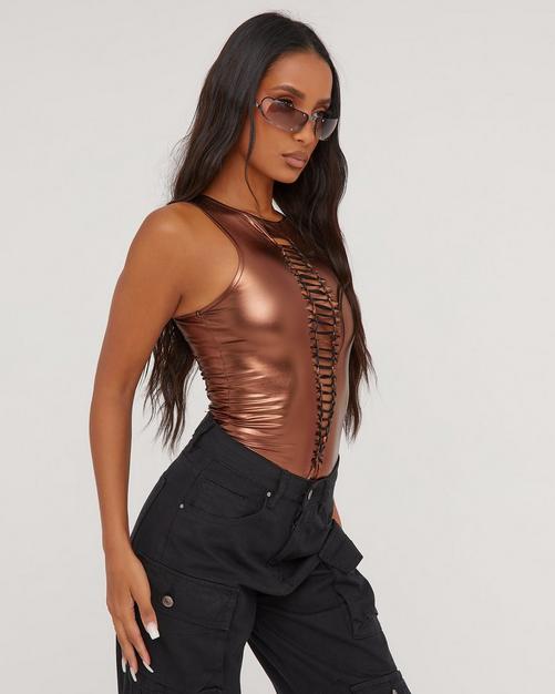 Missguided Black Slinky Straight neck Bodysuit