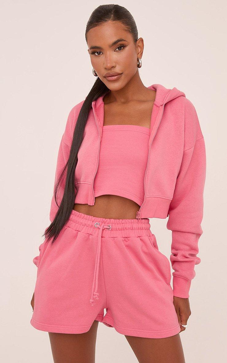 Oversized Lounge Cropped Hoodie In Neon Pink | EGO US | EGO