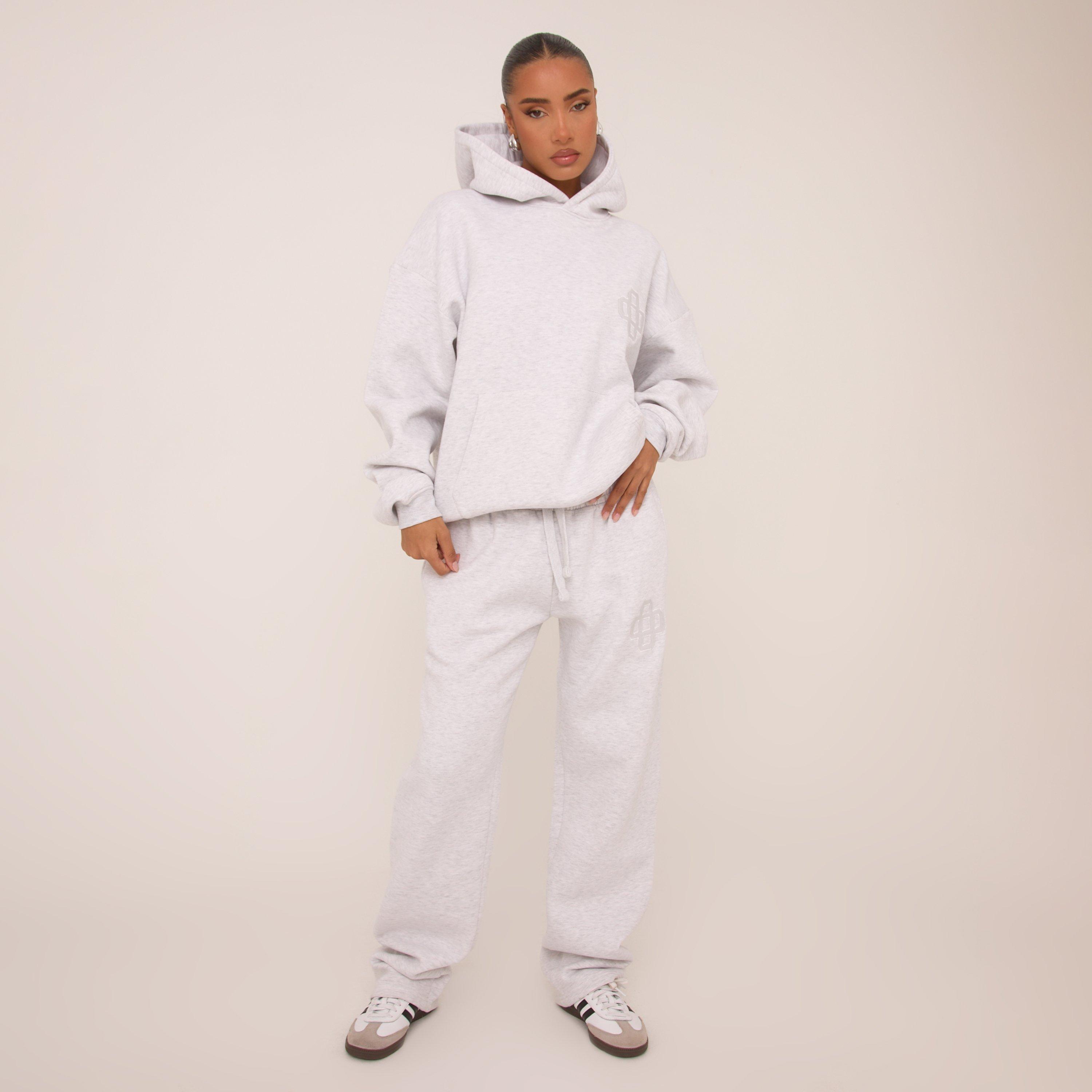 Embroidered Swirl Logo Detail Straight Leg Joggers In Grey, Women’s