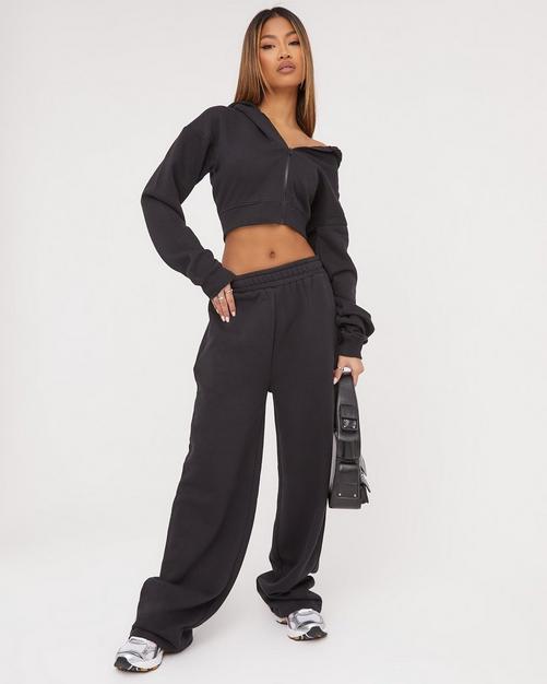 Women's Washed Corset Hem Seam Detail Top And Straight Leg Jogger