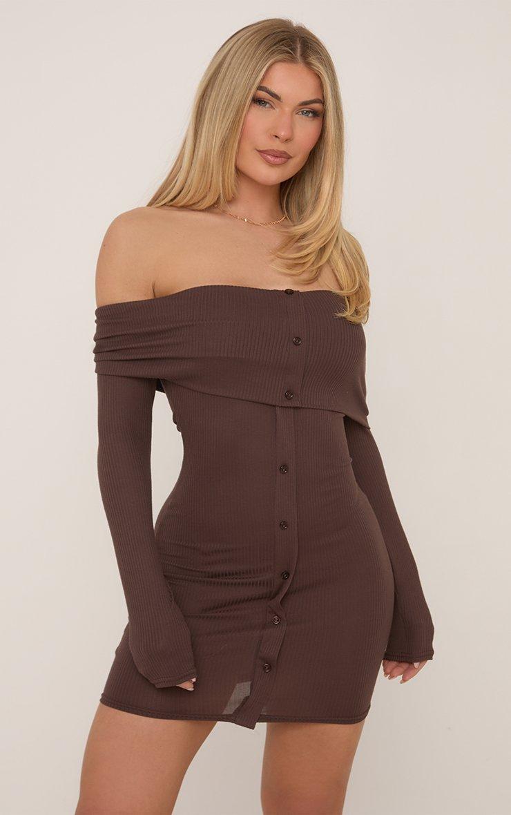 strapless open back dress Ribbed Knit Midi Dress with Buttons