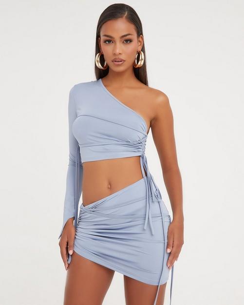 Ruched wrap skirt on sale dress