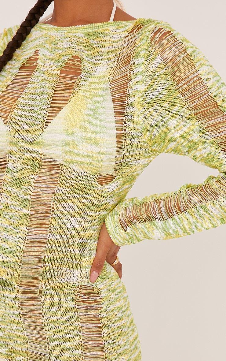 Long Sleeve Backless Laddered Mini Dress In Yellow Ombre Knit | EGO US | EGO