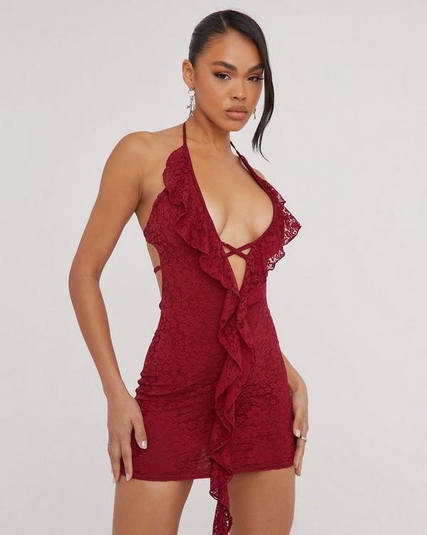 Maroon lace hotsell bodycon dress