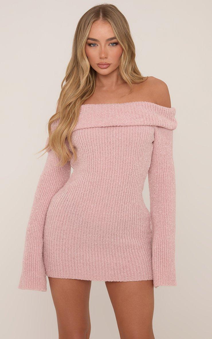pink off the shoulder mini dress Coral Pink Off Shoulder Mini Dress – Gabi Swimwear