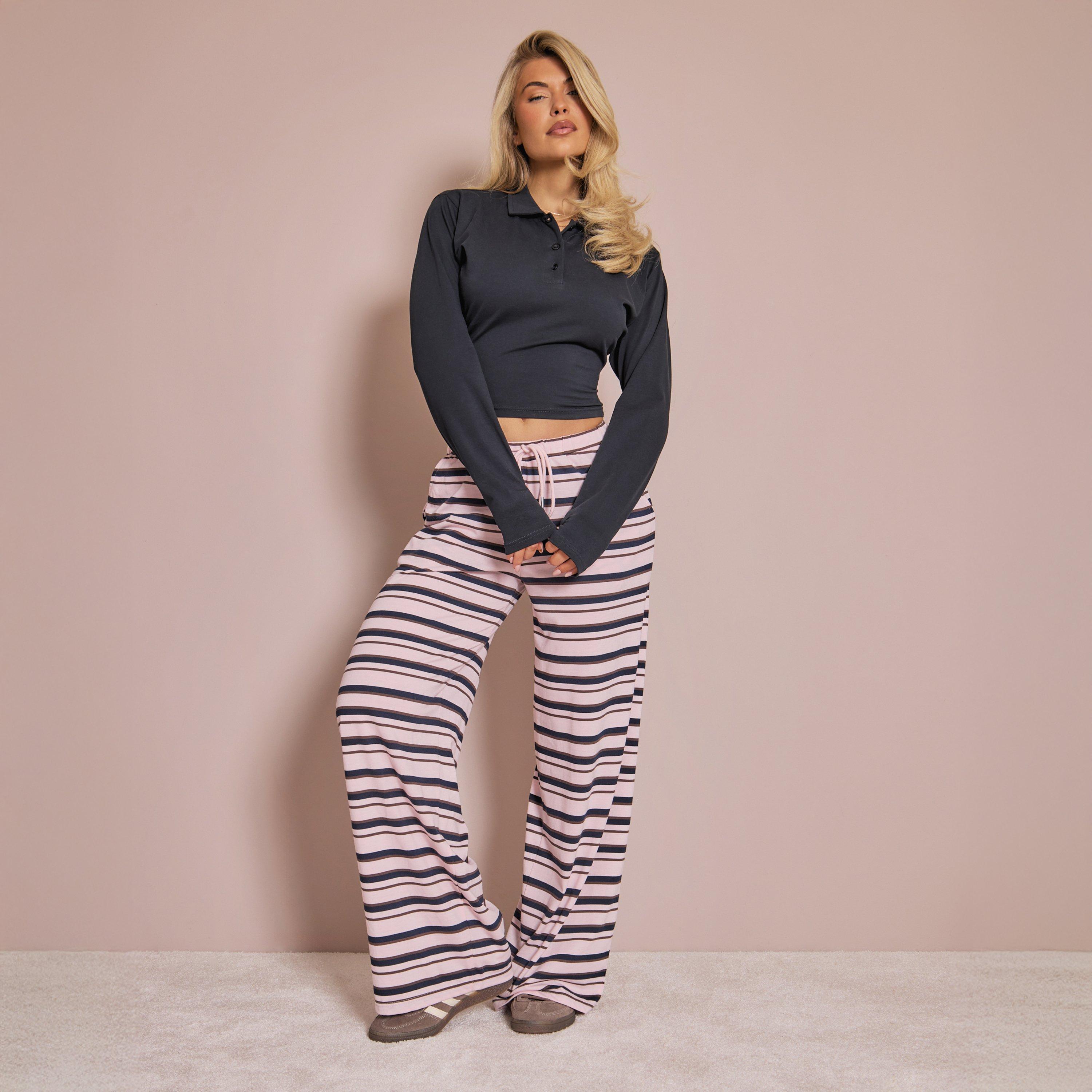 Low Rise Wide Leg Trouser In Pink Stripe, Women’s