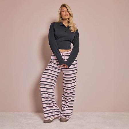 Low Rise Wide Leg Trouser In Pink Stripe, Women's Size US