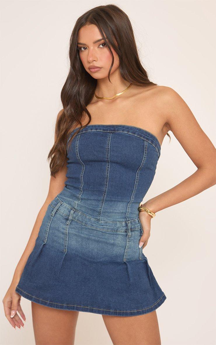 white christmas dresses Women's Denim Strapless Dress main image 0