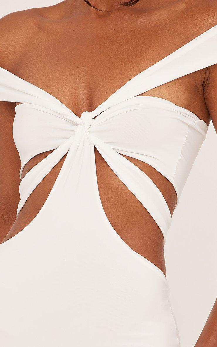 Strappy Bardot Maxi Dress In White Slinky | EGO US | EGO