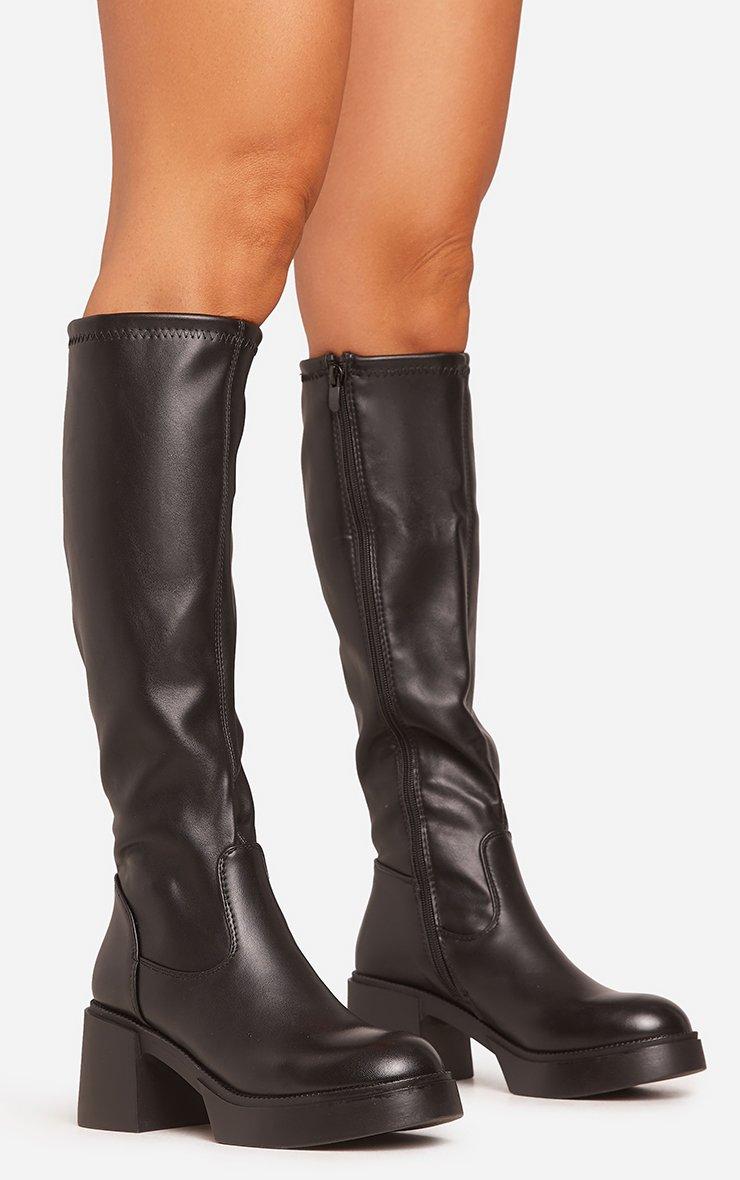 Wide Calf Boots Womens Low Heel Knee High Boots Wide Calf