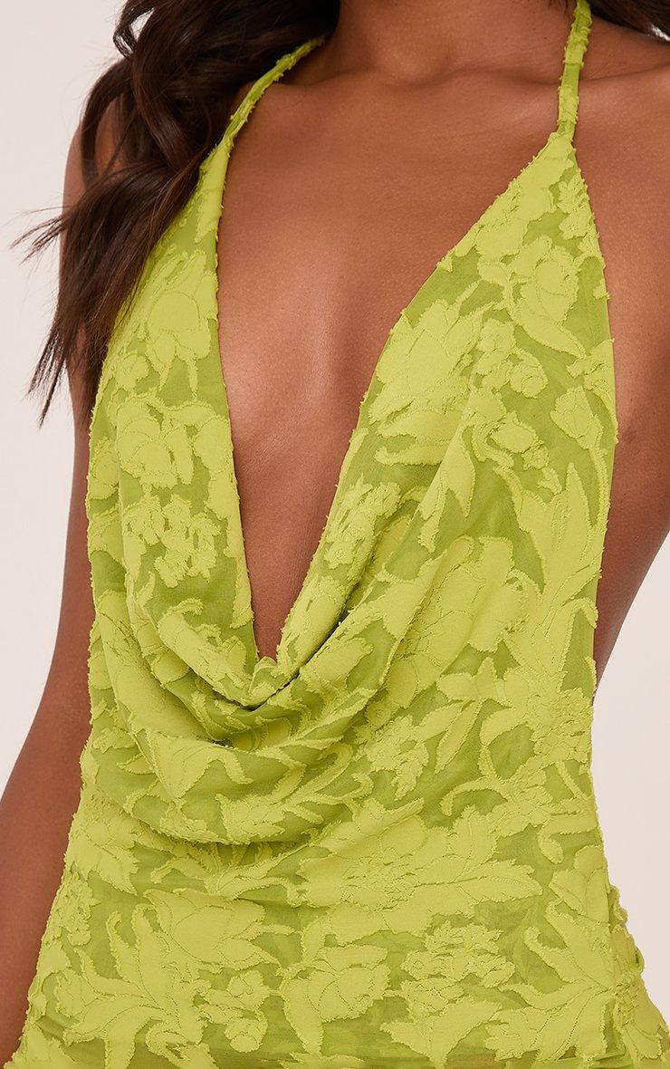 green devore dress Dimitra | Dark Green AND Brown Velvet Devore Plunge-Neck Wrap Mini Dress