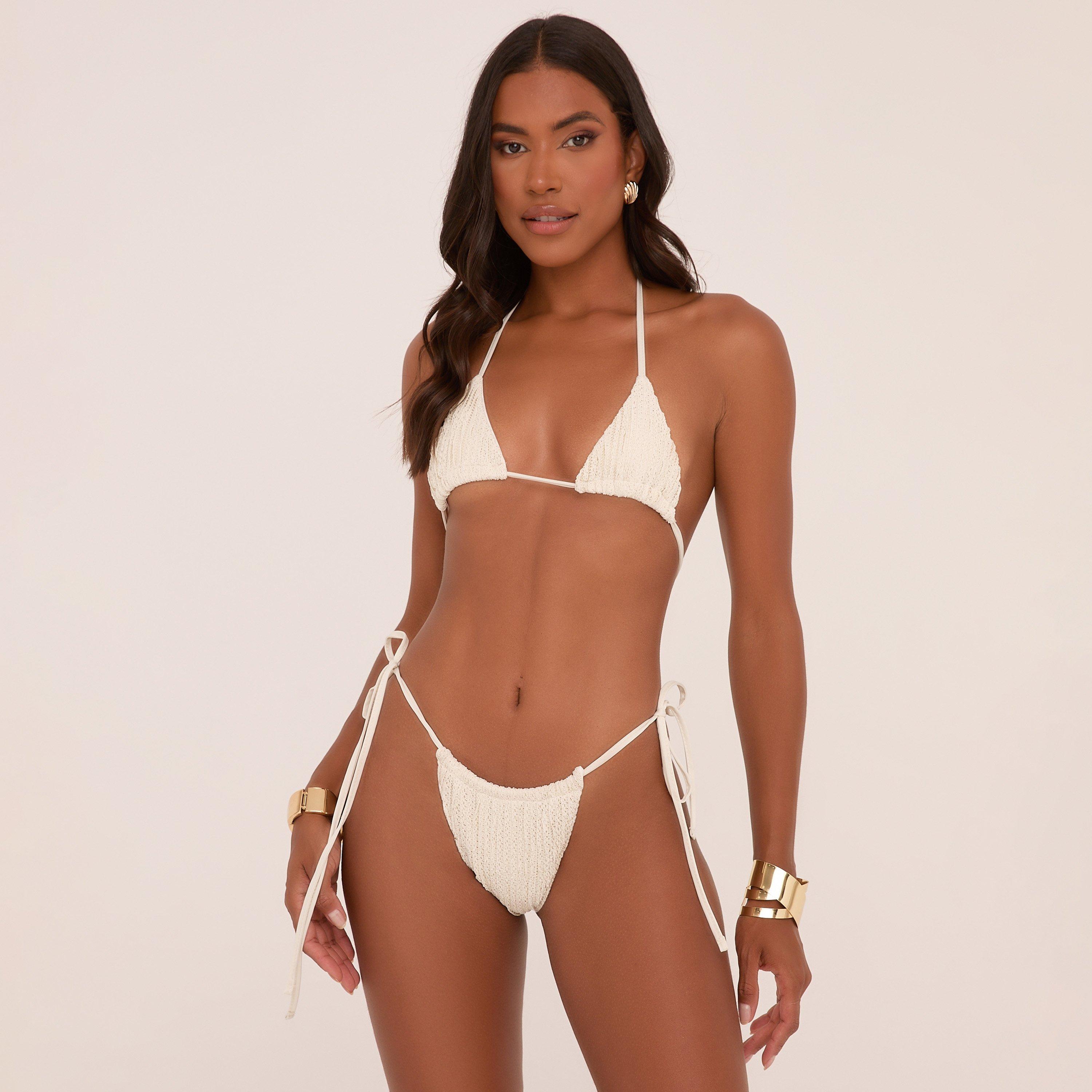 Triangle Bikini Set In Cream Texture, Women’s