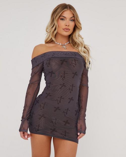 Marble Mesh Long Sleeve Bodycon Dress  Mesh long sleeve bodycon dress,  Mesh dress outfit, Long sleeve mesh dress