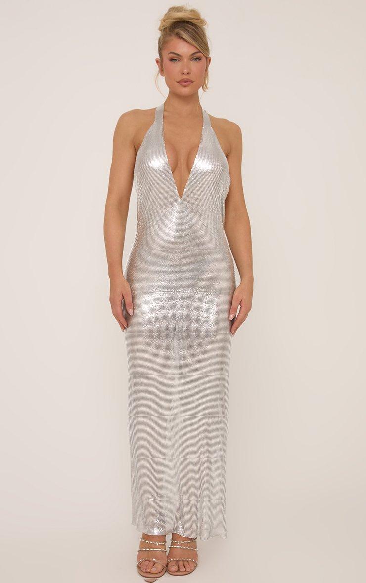 open lace back dress Sylvie Plunge V-Neck Maxi Dress main image 1