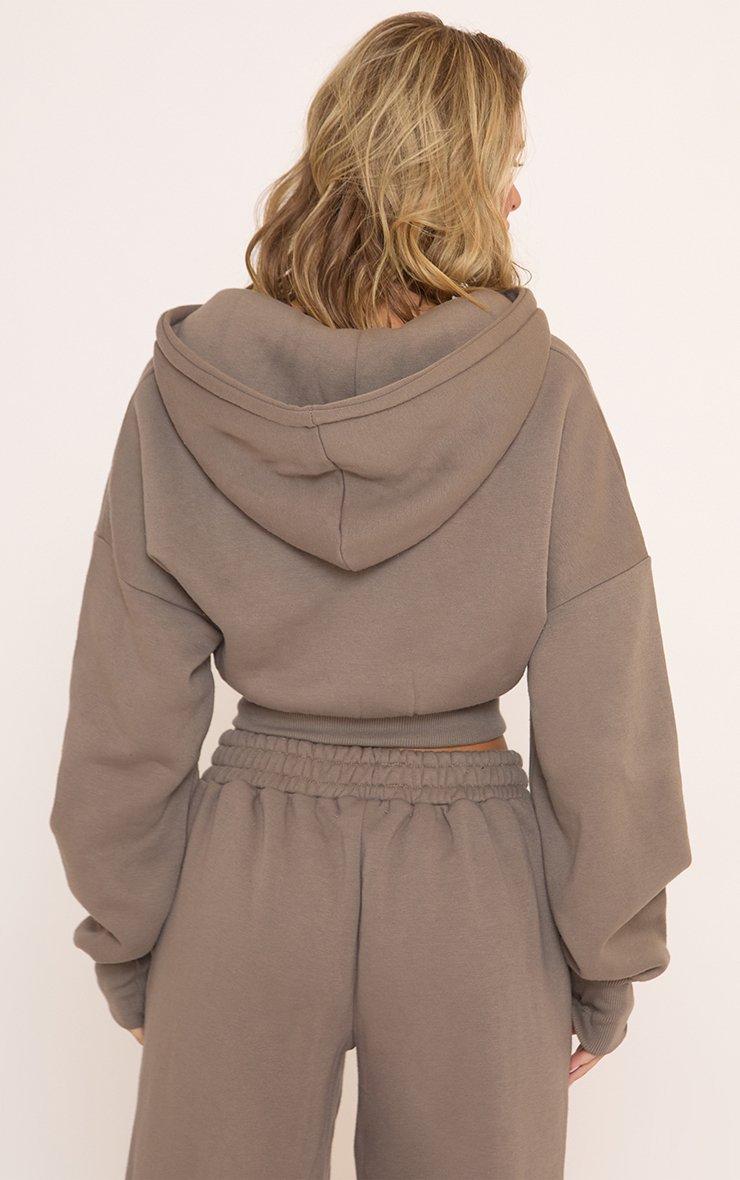 Long Balloon Sleeve Zip Up Front Cropped Hoodie In Grey | EGO US | EGO