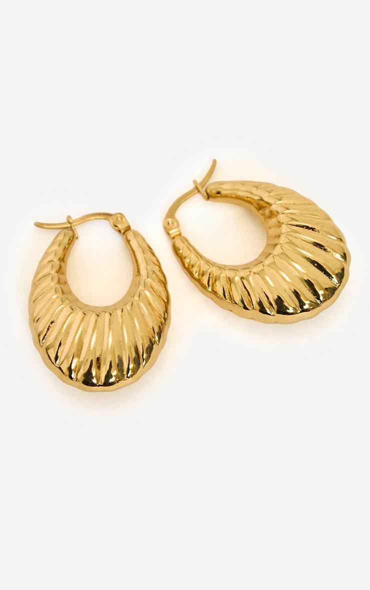 Textured Detail Hoop Earrings In Gold