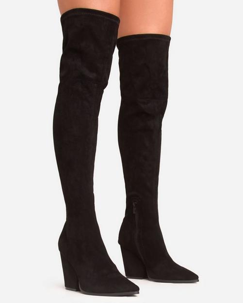 Ladies black thigh high boots hotsell