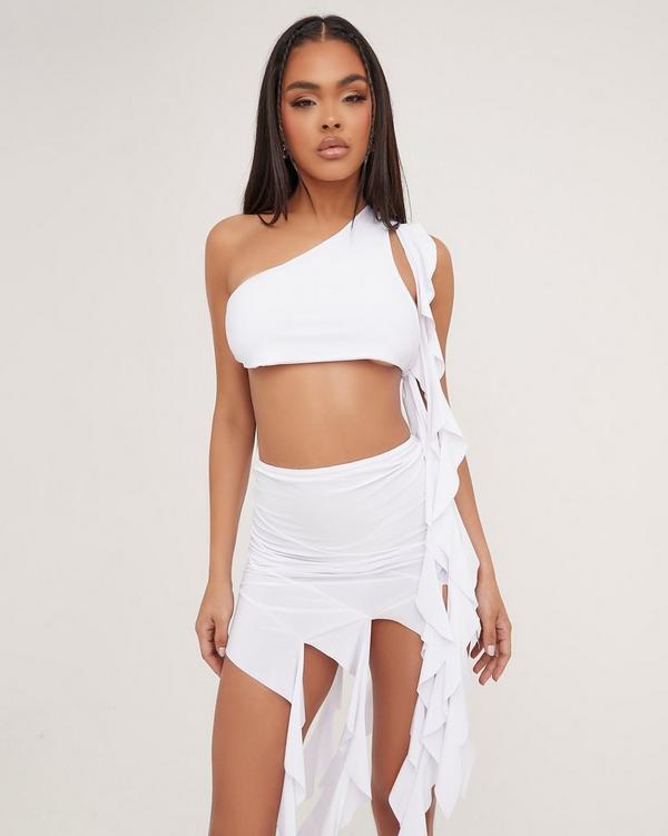 White one hotsell shoulder frill top