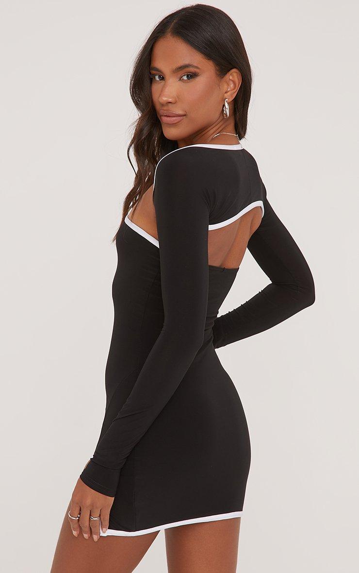 Contrast Binding Detail Bandeau Split Leg Mini Dress With Bolero Sleeves In  Black | EGO AU | EGO