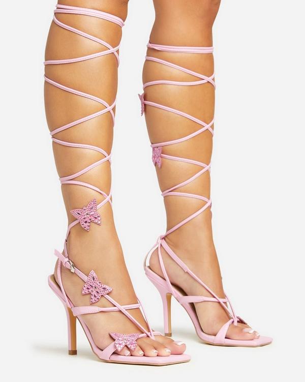 Light pink best sale lace up heels