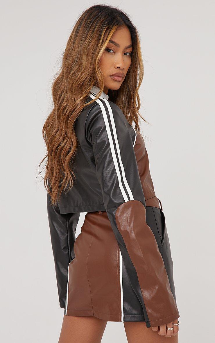 High Neck Zip Front Motocross Colour Block Detail Cropped Jacket