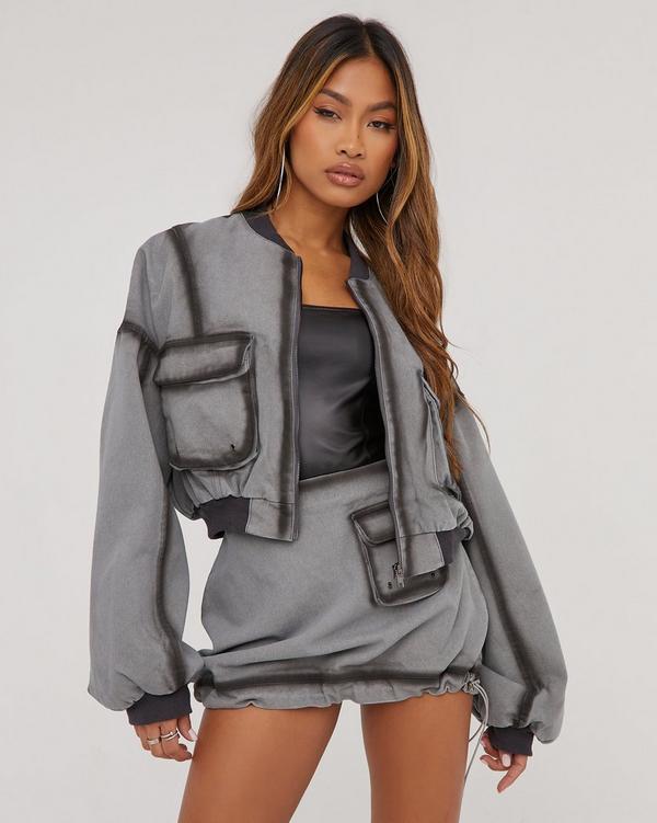 Oversized cropped hot sale bomber jacket