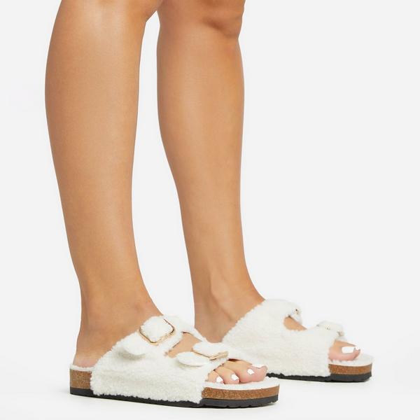 Playoff flat slider sandal in off white rubber new arrivals