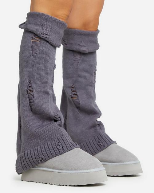 Hot Topic Grey Distressed Flare Leg Warmers