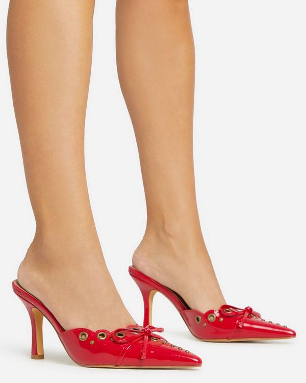 Red kitten heel on sale mules